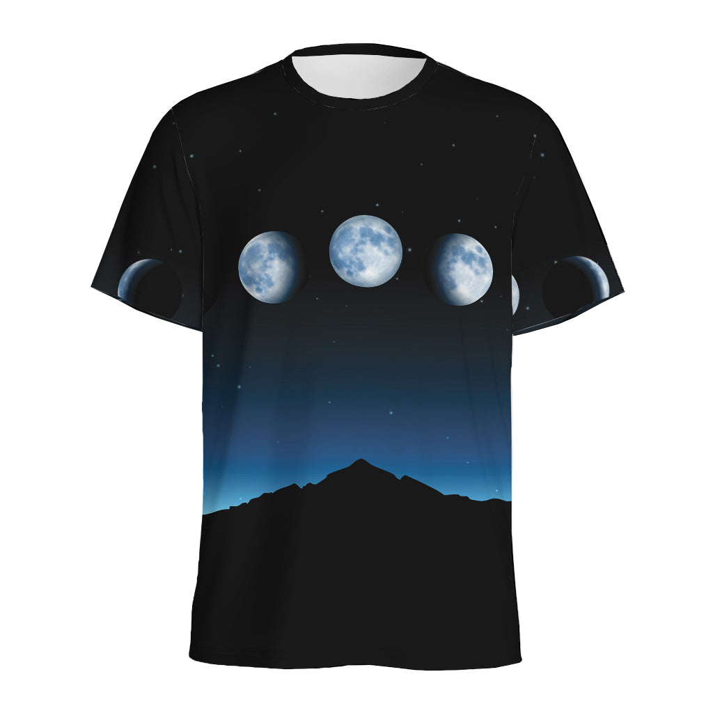 Night Sky And Moon Phase Print Men's Sports T-Shirt