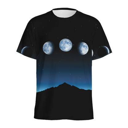 Night Sky And Moon Phase Print Men's Sports T-Shirt