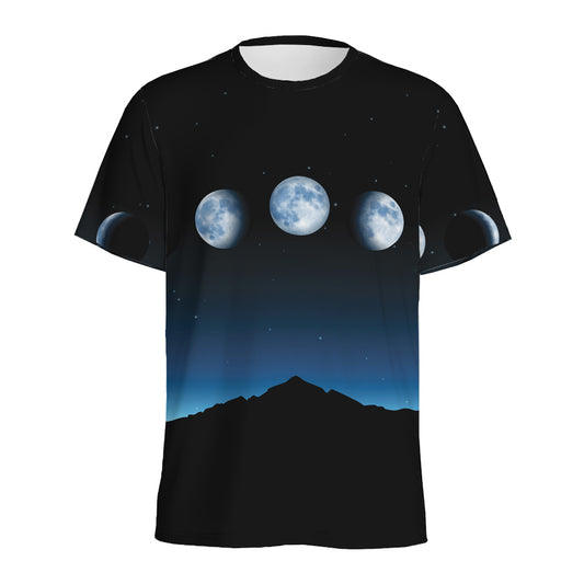 Night Sky And Moon Phase Print Men's Sports T-Shirt