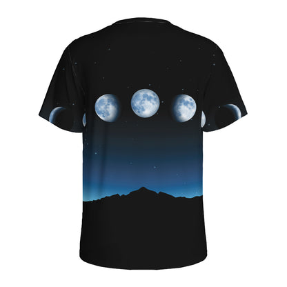 Night Sky And Moon Phase Print Men's Sports T-Shirt