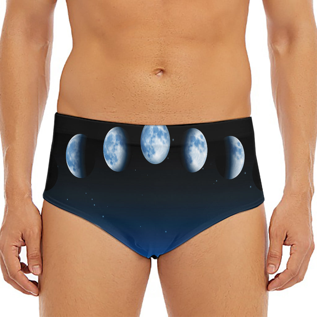 Night Sky And Moon Phase Print Men's Triangle Swim Briefs
