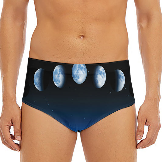 Night Sky And Moon Phase Print Men's Triangle Swim Briefs