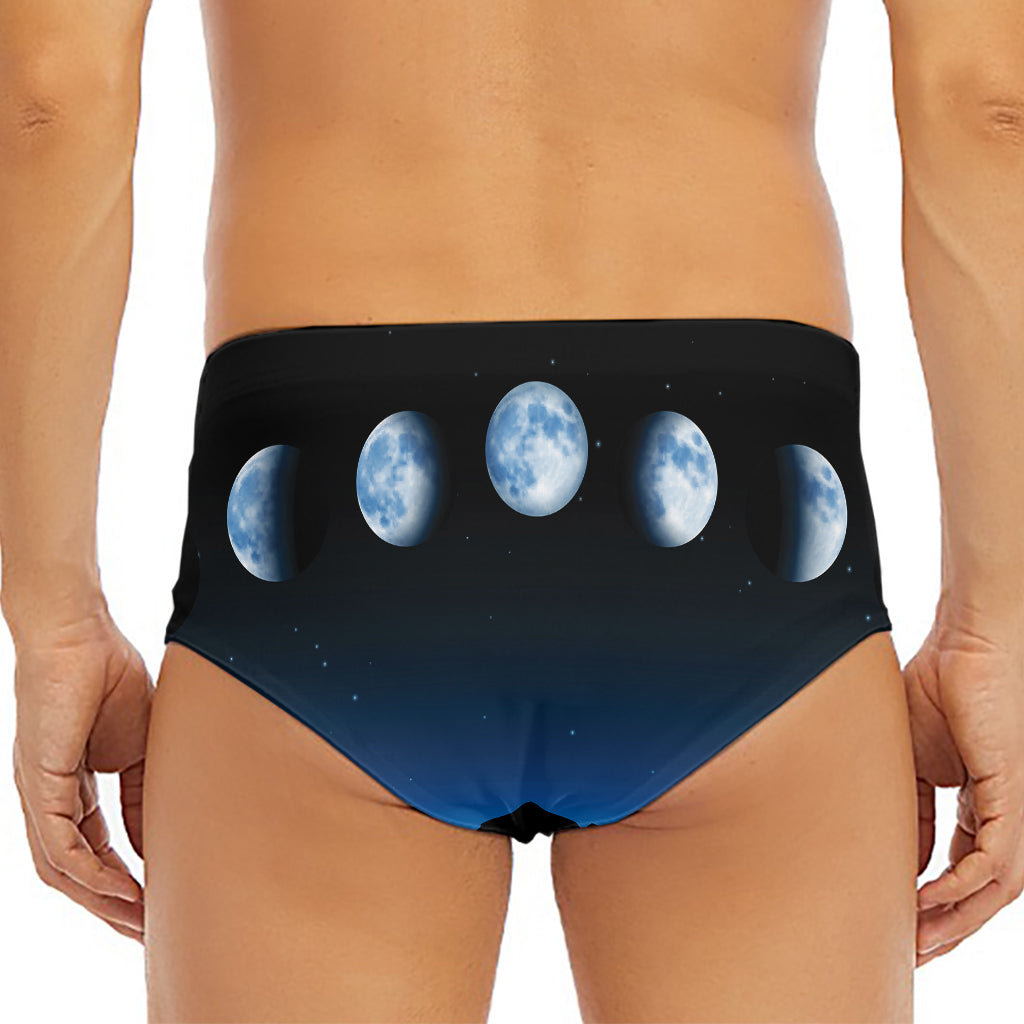 Night Sky And Moon Phase Print Men's Triangle Swim Briefs