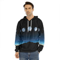Night Sky And Moon Phase Print Men's Velvet Pullover Hoodie