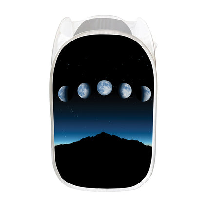 Night Sky And Moon Phase Print Mesh Laundry Hamper