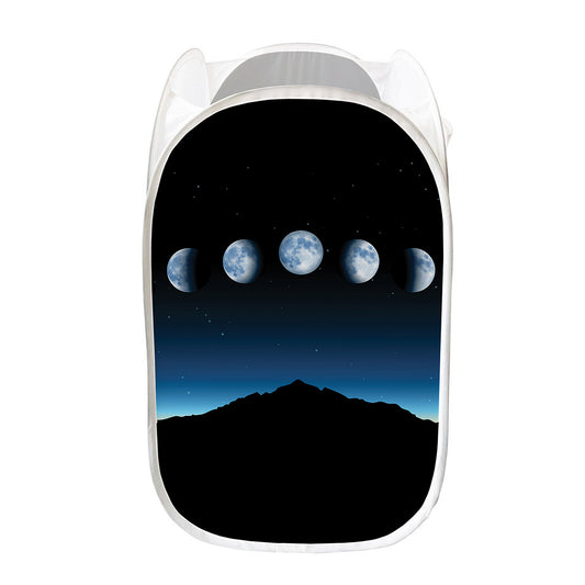 Night Sky And Moon Phase Print Mesh Laundry Hamper