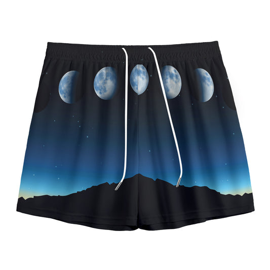 Night Sky And Moon Phase Print Mesh Shorts