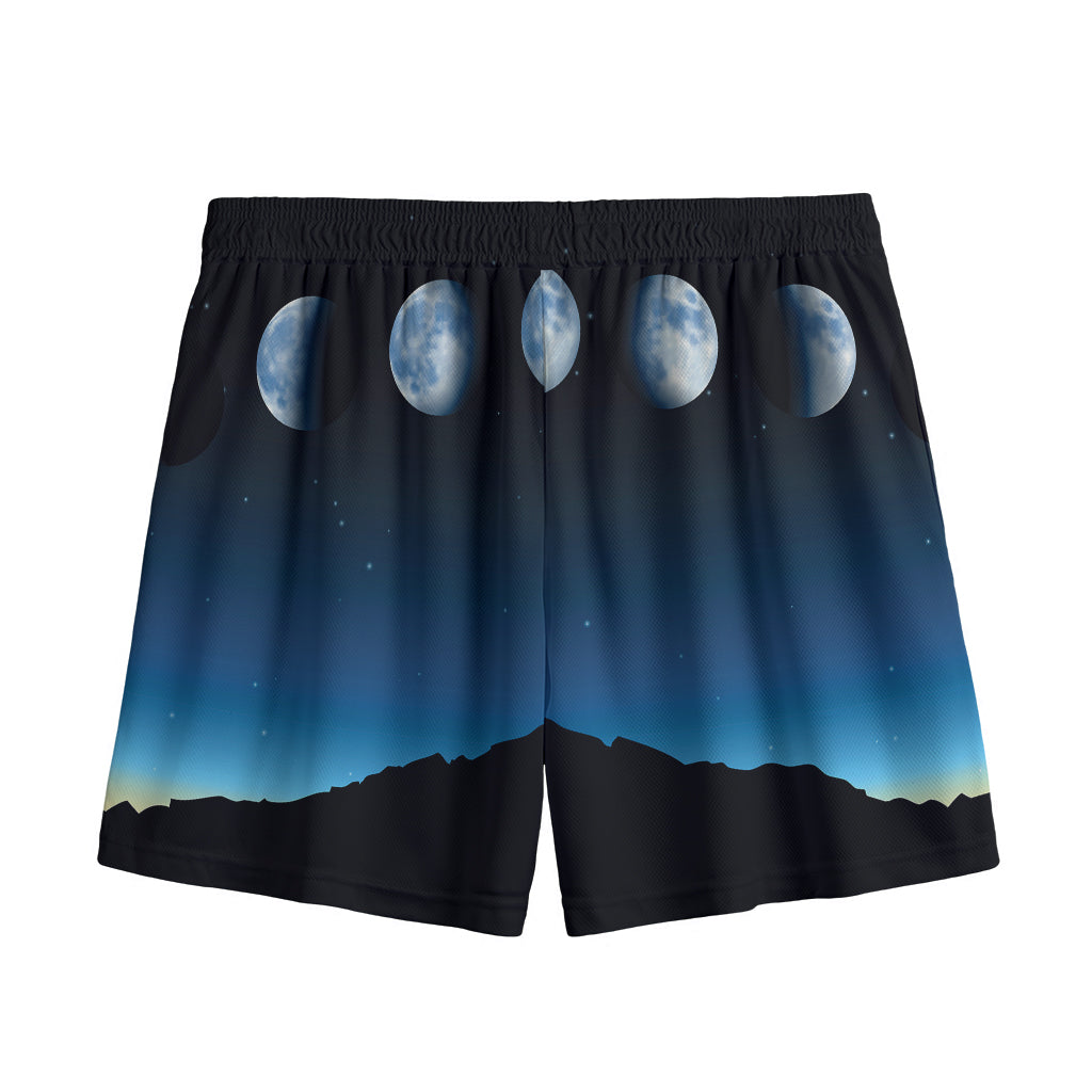 Night Sky And Moon Phase Print Mesh Shorts