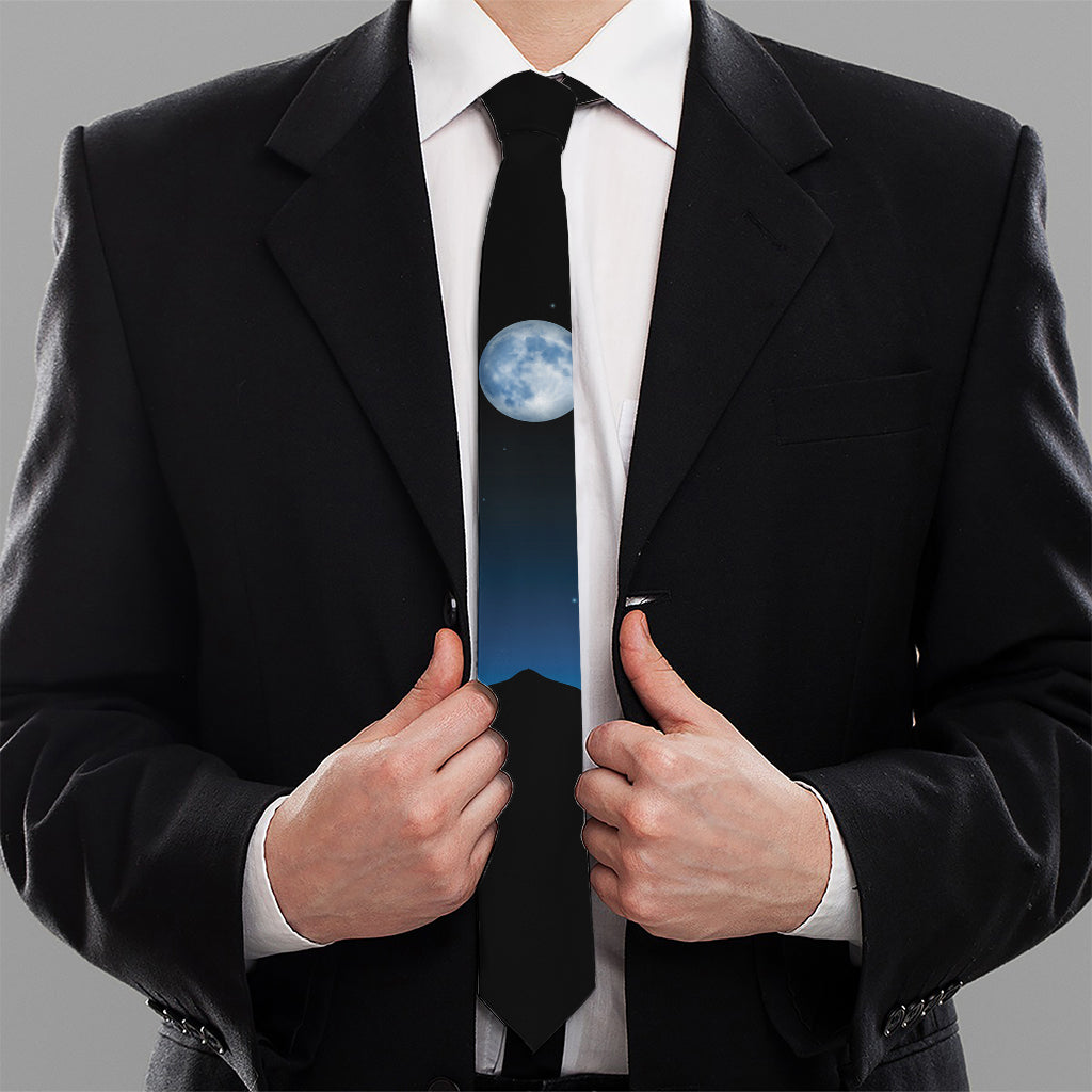 Night Sky And Moon Phase Print Necktie