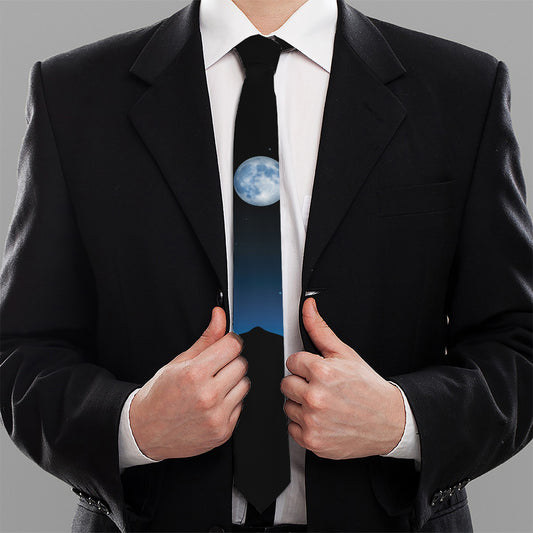 Night Sky And Moon Phase Print Necktie