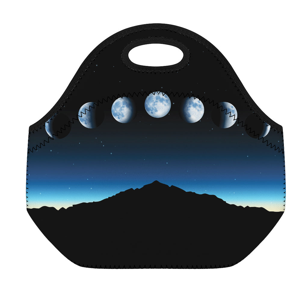 Night Sky And Moon Phase Print Neoprene Lunch Bag