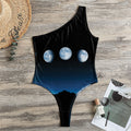 Night Sky And Moon Phase Print One Shoulder Bodysuit