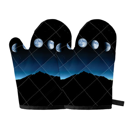 Night Sky And Moon Phase Print Oven Mitts