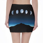 Night Sky And Moon Phase Print Pencil Mini Skirt