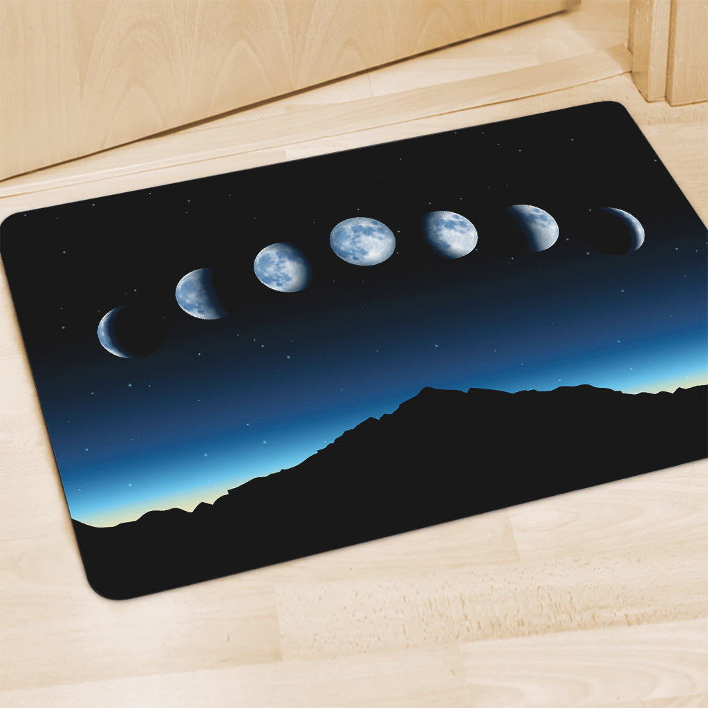 Night Sky And Moon Phase Print Polyester Doormat
