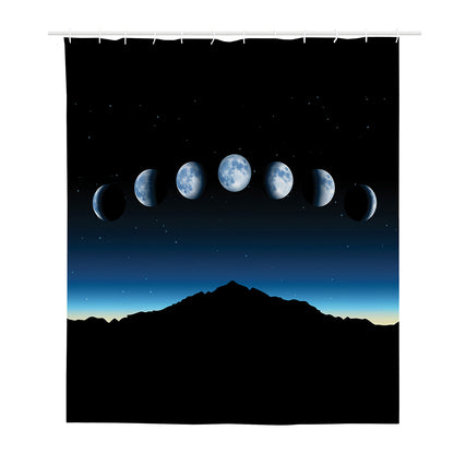 Night Sky And Moon Phase Print Polyester Shower Curtain