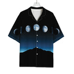 Night Sky And Moon Phase Print Rayon Hawaiian Shirt