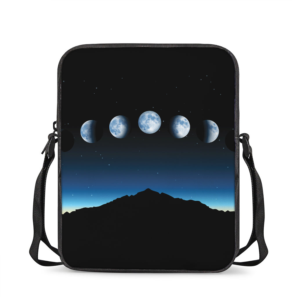 Night Sky And Moon Phase Print Rectangular Crossbody Bag