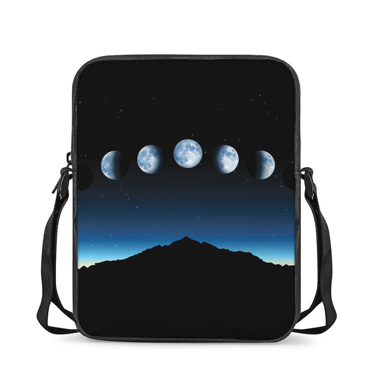 Night Sky And Moon Phase Print Rectangular Crossbody Bag