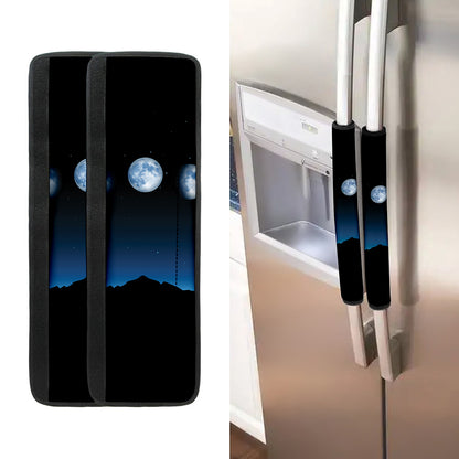 Night Sky And Moon Phase Print Refrigerator Handle Covers