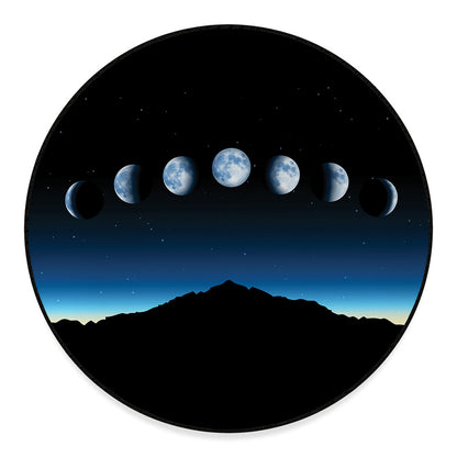 Night Sky And Moon Phase Print Round Floor Mat