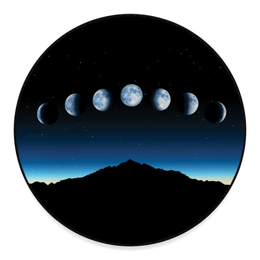 Night Sky And Moon Phase Print Round Floor Mat