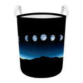 Night Sky And Moon Phase Print Round Laundry Basket