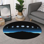 Night Sky And Moon Phase Print Round Rug