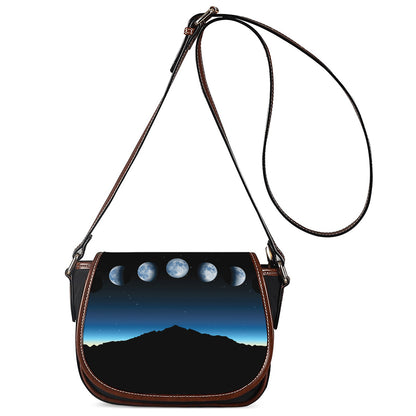 Night Sky And Moon Phase Print Saddle Bag