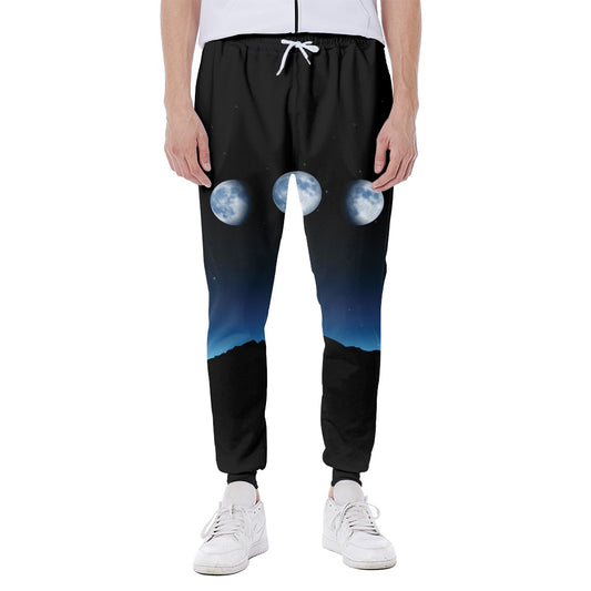 Night Sky And Moon Phase Print Scuba Joggers