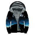 Night Sky And Moon Phase Print Sherpa Lined Zip Up Hoodie