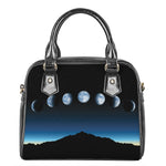 Night Sky And Moon Phase Print Shoulder Handbag