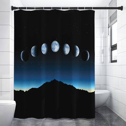 Night Sky And Moon Phase Print Shower Curtain