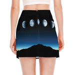 Night Sky And Moon Phase Print Side Slit Mini Skirt