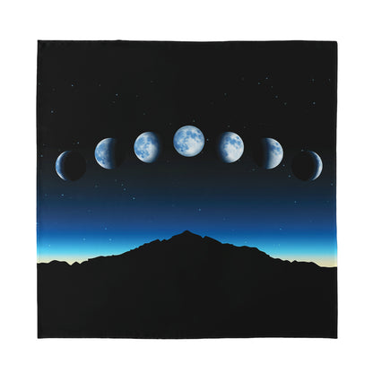 Night Sky And Moon Phase Print Silk Bandana