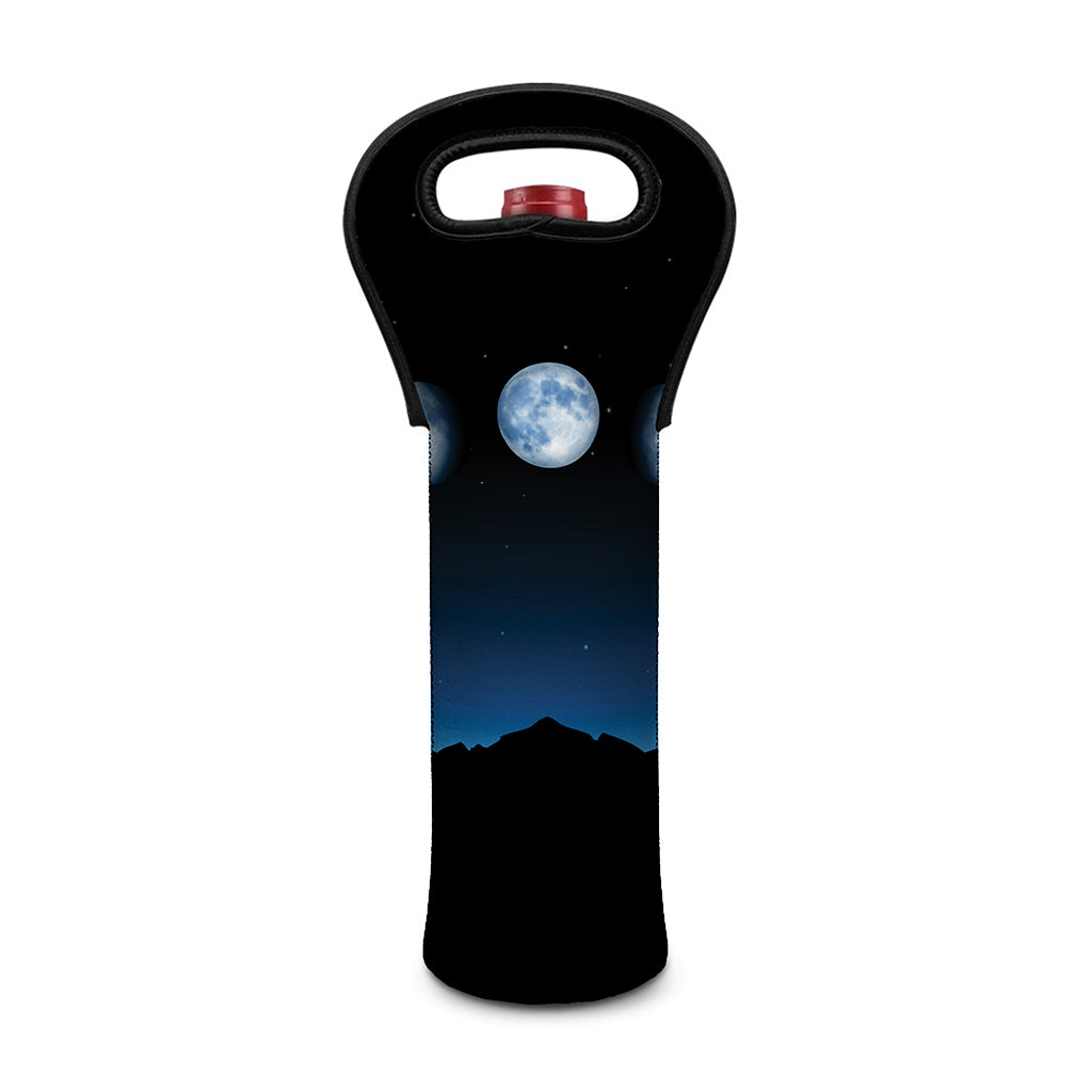 Night Sky And Moon Phase Print Single Neoprene Wine Tote