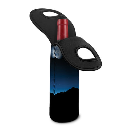 Night Sky And Moon Phase Print Single Neoprene Wine Tote