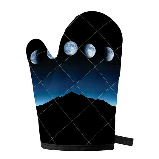 Night Sky And Moon Phase Print Single Oven Mitt