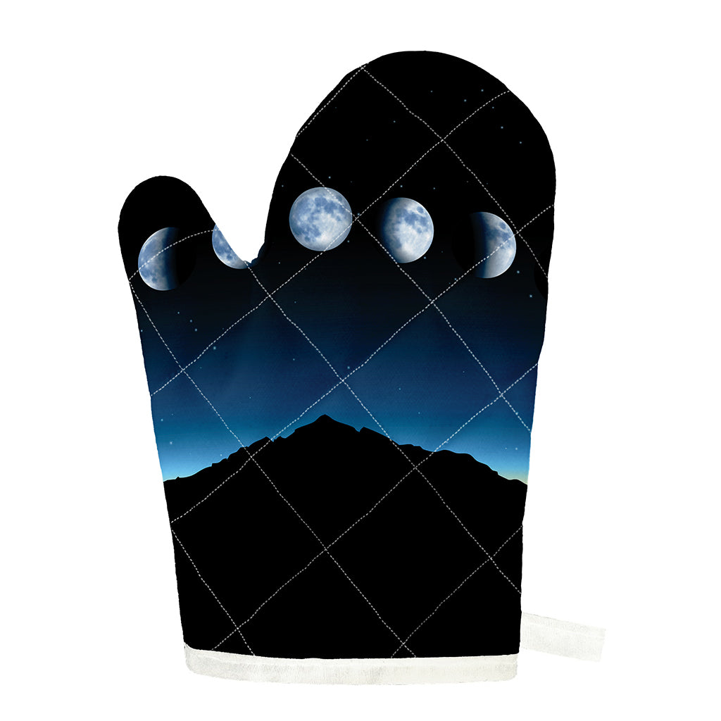 Night Sky And Moon Phase Print Single Oven Mitt