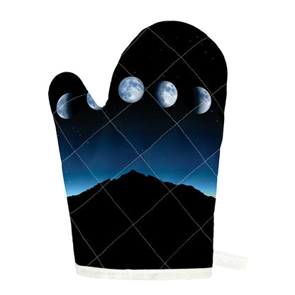 Night Sky And Moon Phase Print Single Oven Mitt