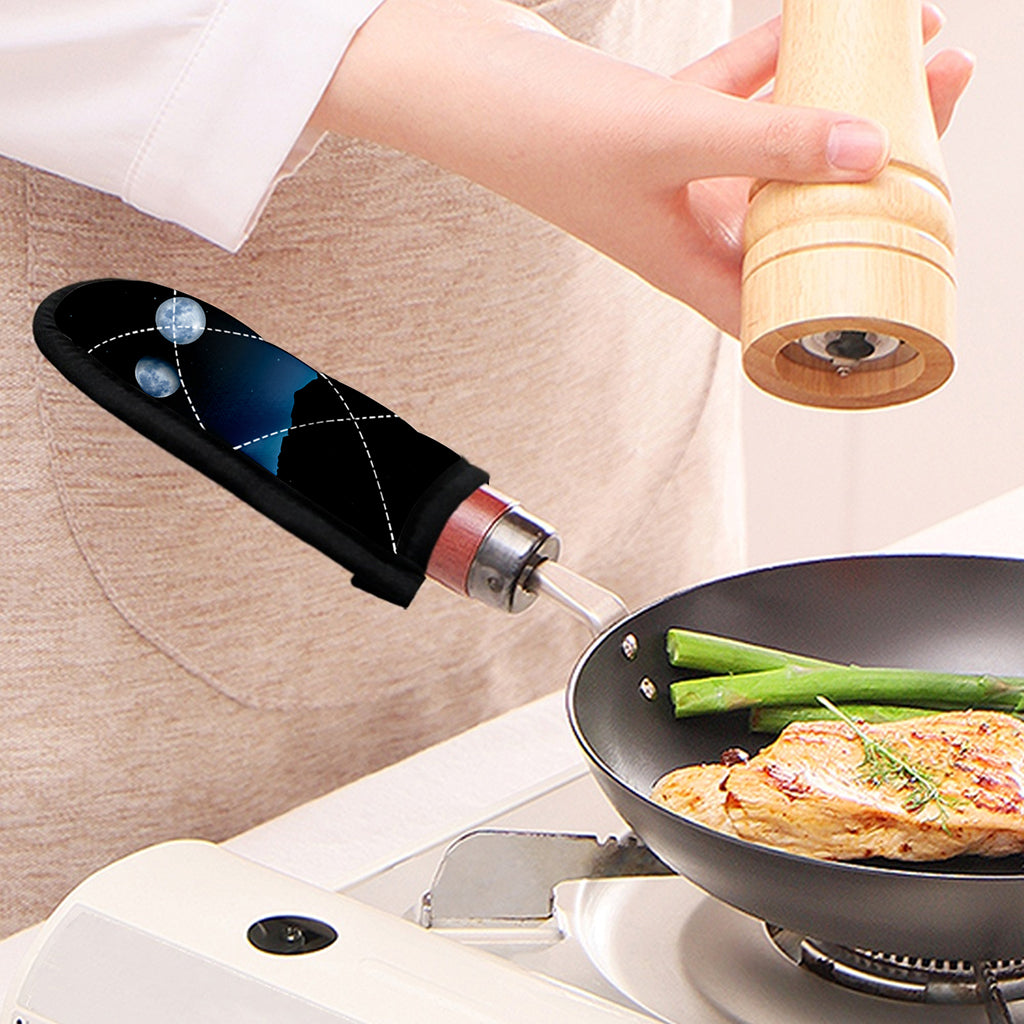 Night Sky And Moon Phase Print Skillet Handle Cover