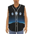 Night Sky And Moon Phase Print Sleeveless Baseball Jersey
