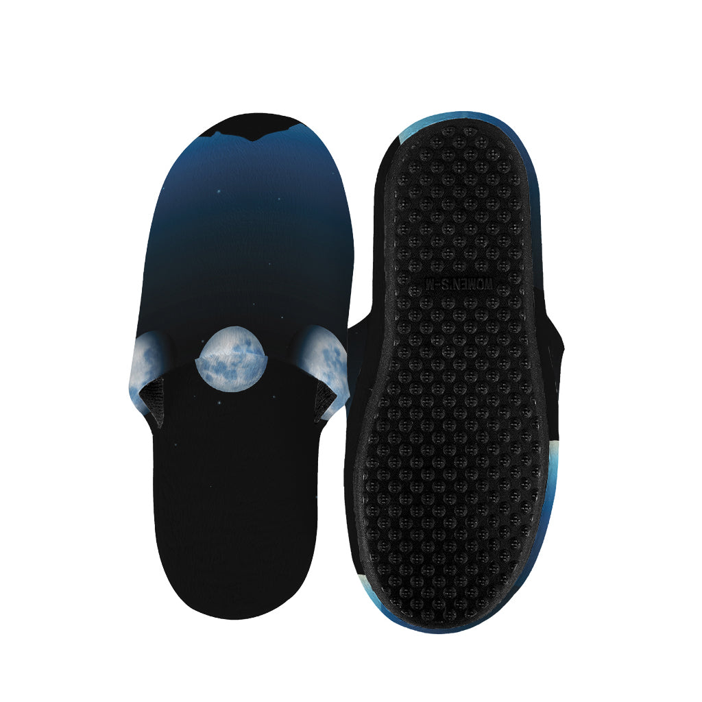 Night Sky And Moon Phase Print Slippers