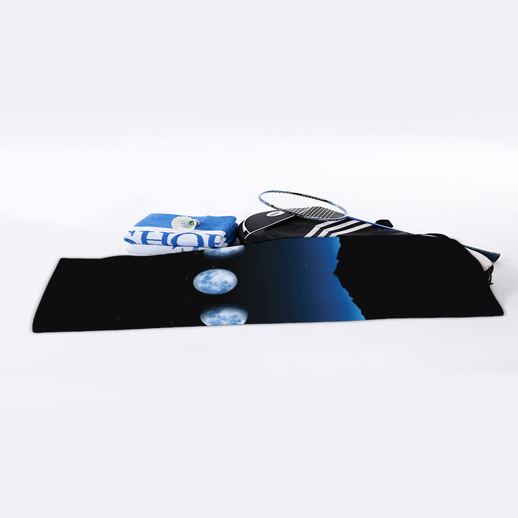 Night Sky And Moon Phase Print Sports Towel