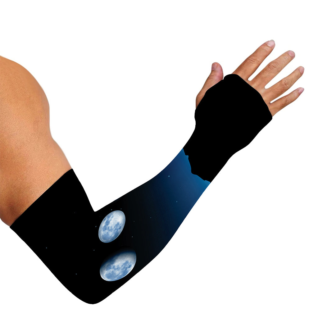 Night Sky And Moon Phase Print Sun Protection Arm Sleeves