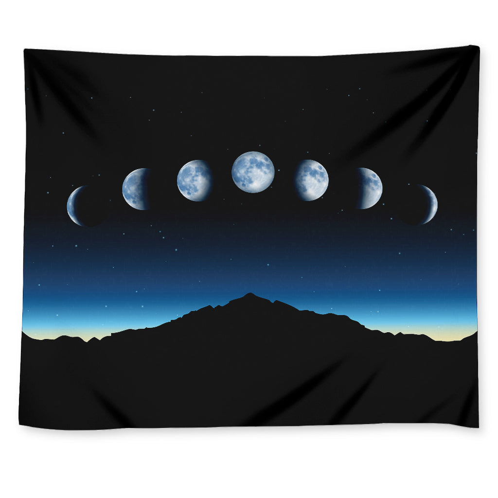 Night Sky And Moon Phase Print Tapestry