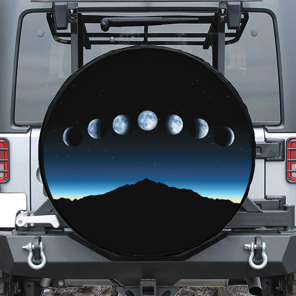 Night Sky And Moon Phase Print Tire Cover