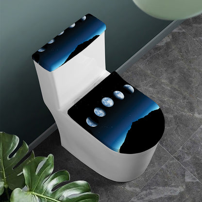 Night Sky And Moon Phase Print Toilet Lid And Tank Cover Set