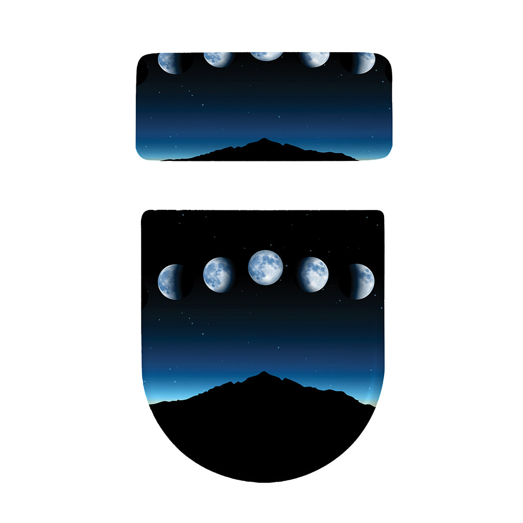 Night Sky And Moon Phase Print Toilet Lid And Tank Cover Set