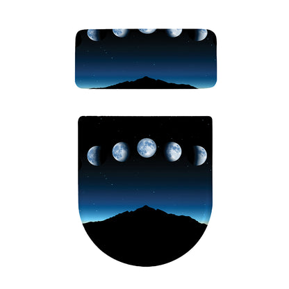 Night Sky And Moon Phase Print Toilet Lid And Tank Cover Set